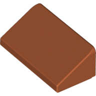 Lego kostka (kostička) 1x2x2/3 sklon (šikmá) 30° hladká, tmavě oranžová (4666350, 6188477)
